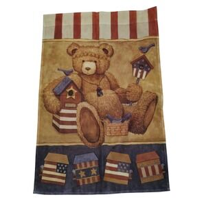 Toland Teresa Kogut Americana Teddy Bear‎ Garden Flag Patriotic Birdhouse 24x36